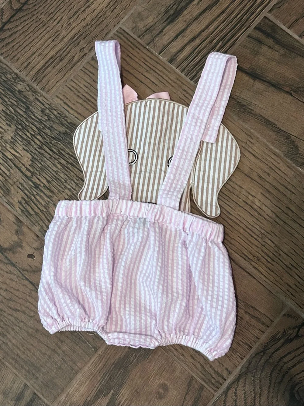 Striped Puppy Suspender Romper in Pink - Kids Accessories